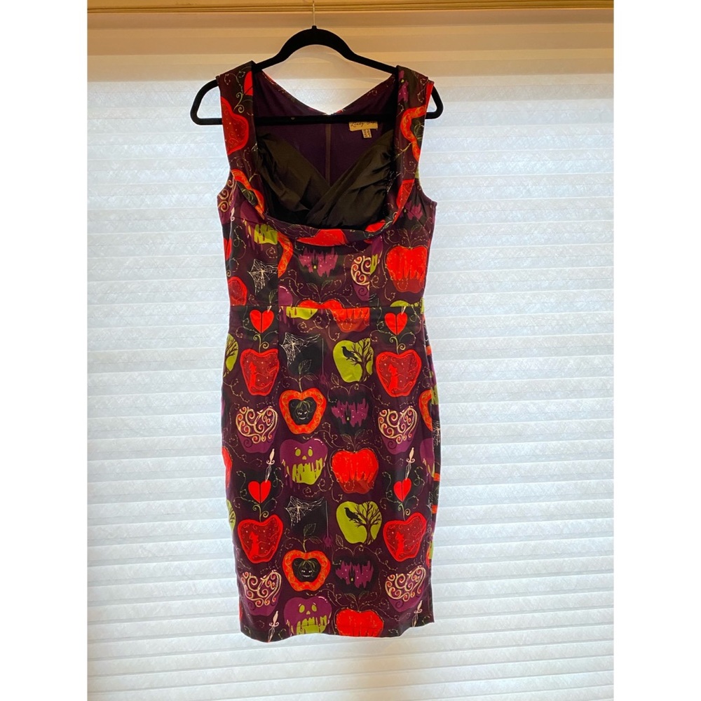 Lindy Bop Red and Purple Apple Print Dress